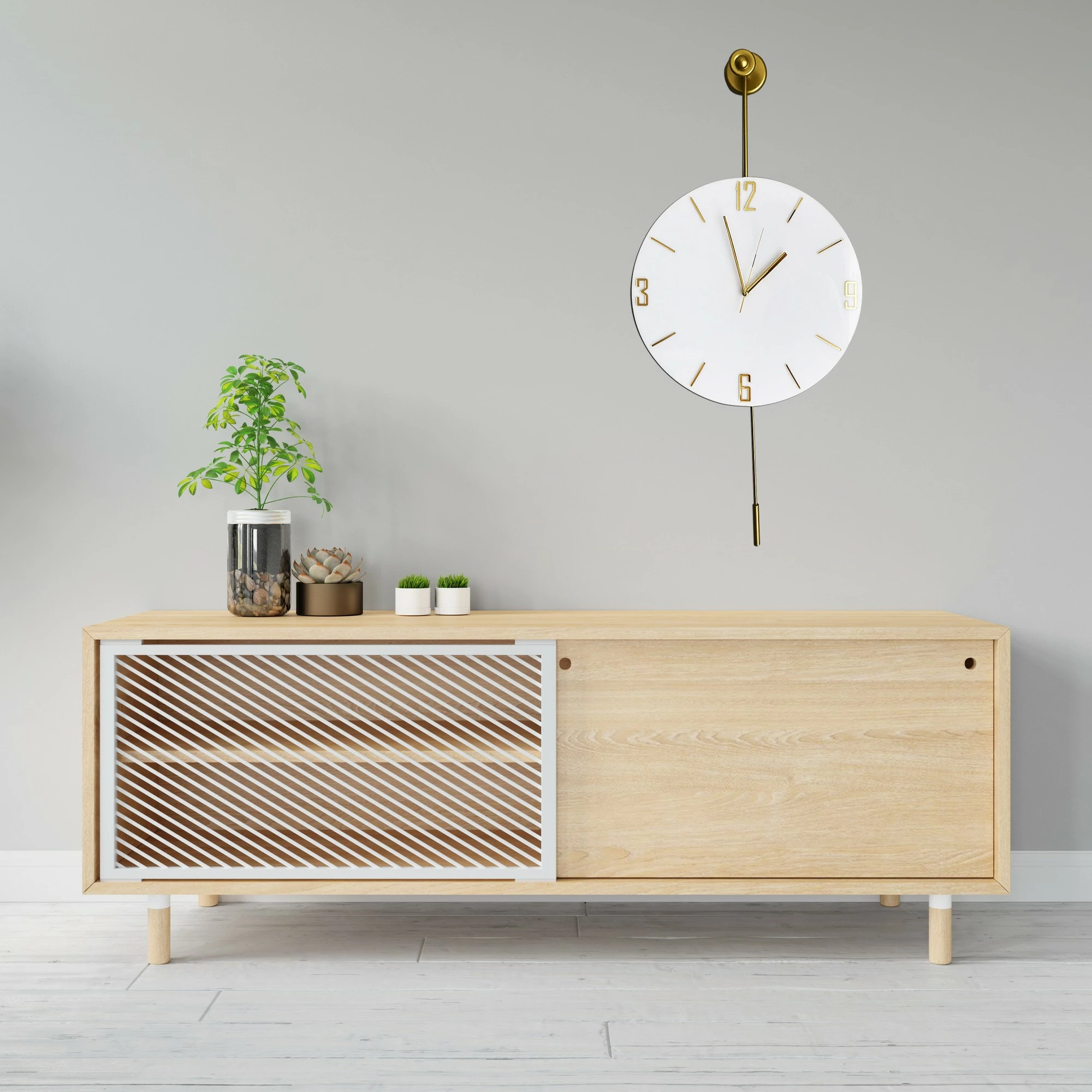 Orë muri dekorative prej metali, ngjyrë ari, Wallity Mclock-00109