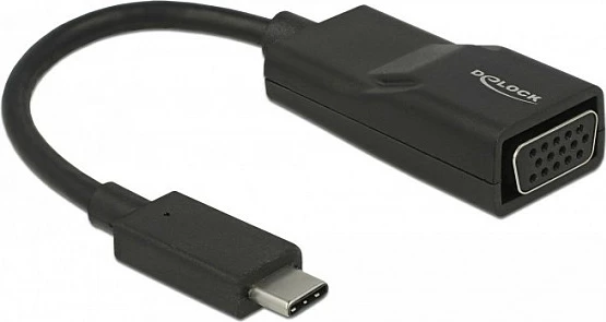 Adapter USB-C në VGA DeLOCK 63923, 1920x1200, i zi