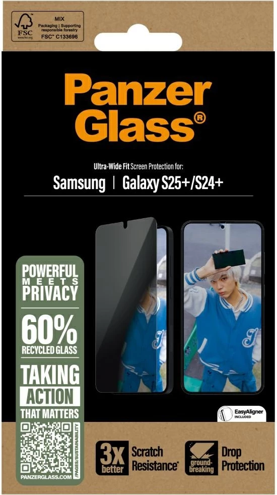 Xham mbrojtës PanzerGlass Ultra-Wide Fit Privacy për Samsung Galaxy S25+
