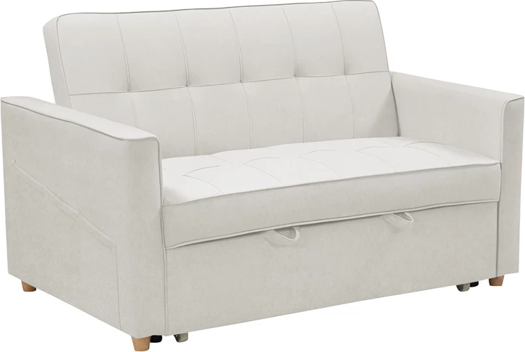 Divan 2-vendësh që shndërrohet në shtrat, ngjyrë bezhë-gri, 142x93x90 cm