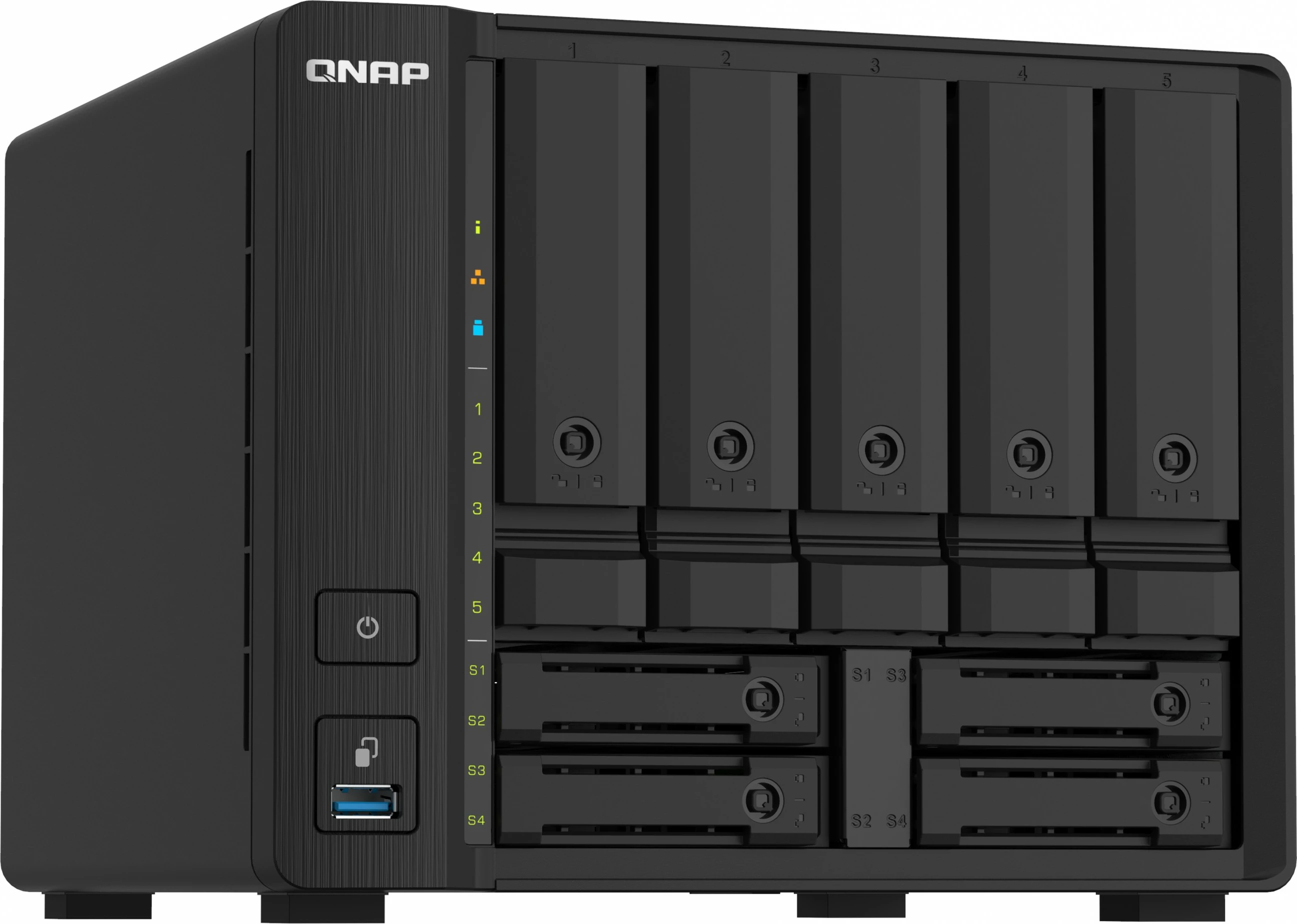 NAS QNAP TS-932PX-4G, 9 slote, 4GB RAM, 2x10GbE, 2x2.5GbE, e zezë
