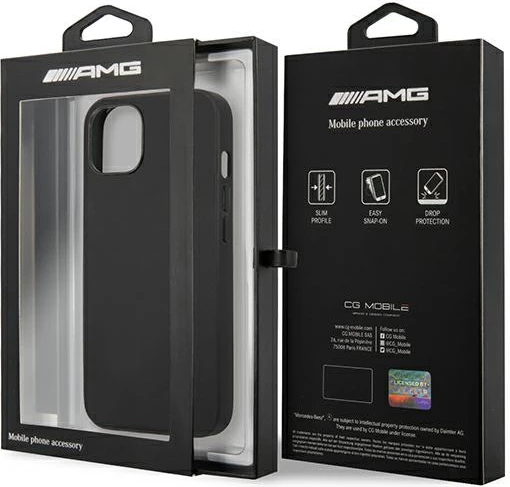 Mbështjellës Mercedes AMG AMHCP14SDOLBK për iPhone 14 6.1", lëkurë, i zi