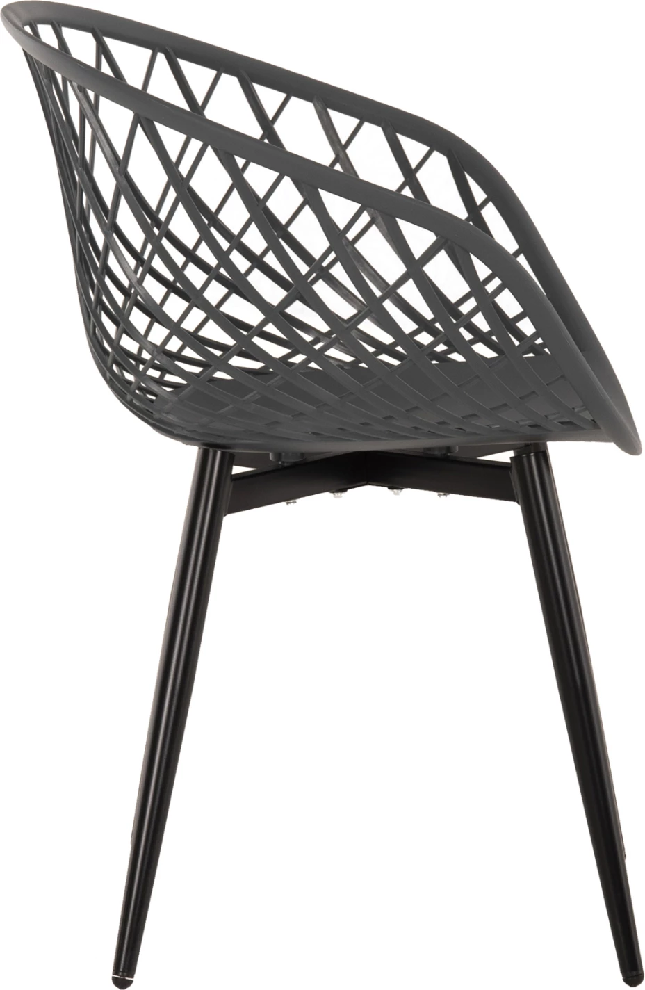 Karrige me krahë ARIADNE FH8001.30, ngjyrë gri, polipropilenë, këmbë metali të zeza, 63x56x80H cm, set prej 4 copë