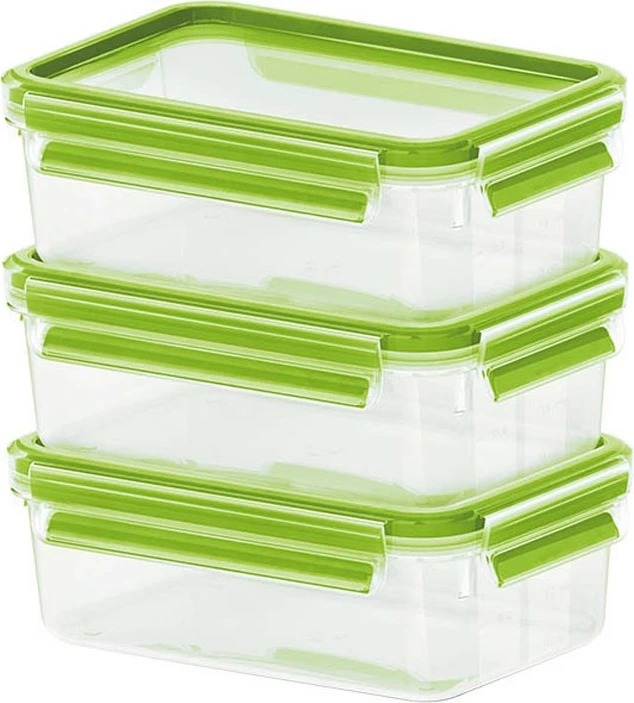 Set enësh plastike Emsa 515583 Food Clip & Close, transparent, kapak i gjelbër