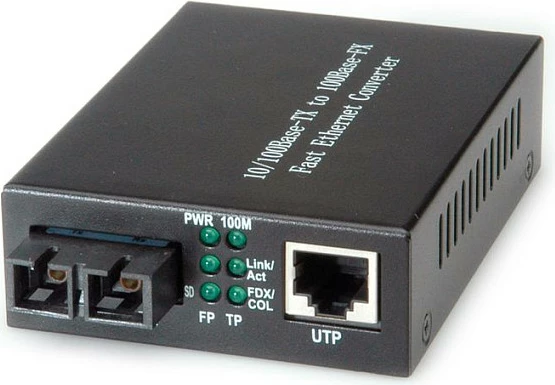 Konvertues media VALUE 21.99.1069, Fast Ethernet RJ45 në Fiber SC multimode 100Mbit/s, Gri