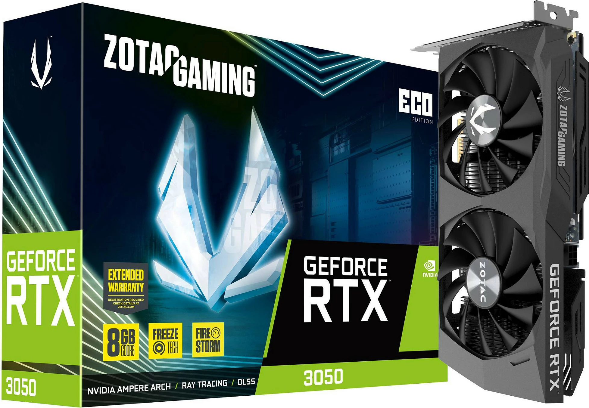 Kartelë grafike Zotac GeForce RTX 3050 Eco, 8GB GDDR6, PCI Express x8, e zezë