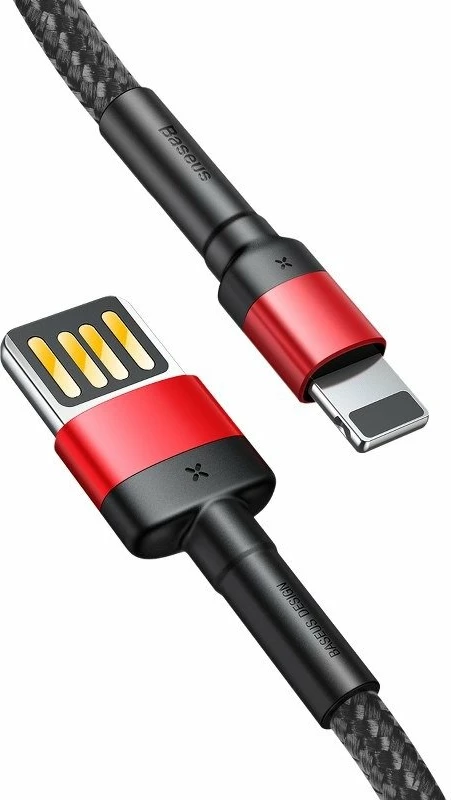Kabllo USB në Lightning Baseus Cafule CALKLF-G91, 1m, 2.4A, e zezë/kuqe