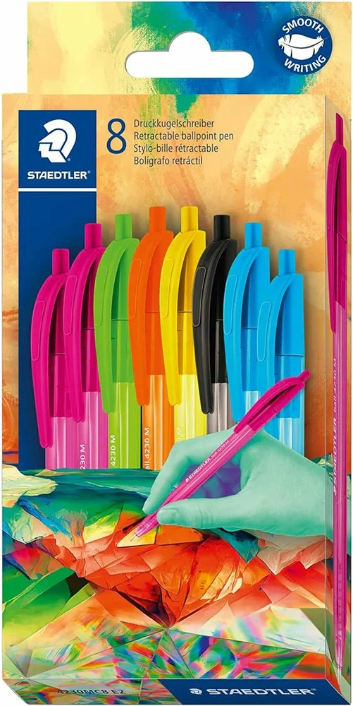 Staedtler Retractable Ballpoint Pens – Set me 8 Stilolapsa me Ngjyra