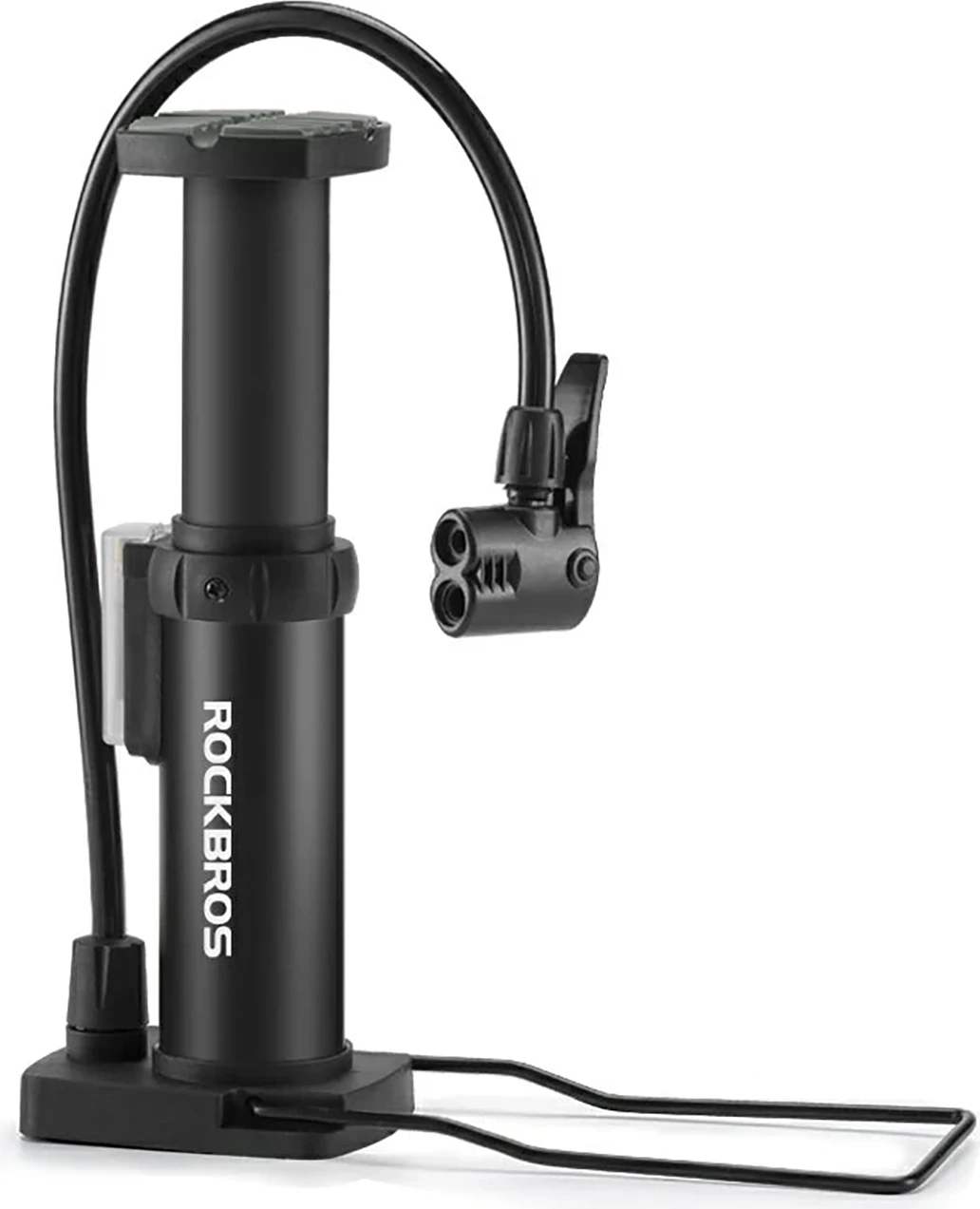 Pompë këmbë për biçikletë Rockbros 4522L, ultralehtë 100 PSI, AV/FV, me 3 adaptera, e zezë