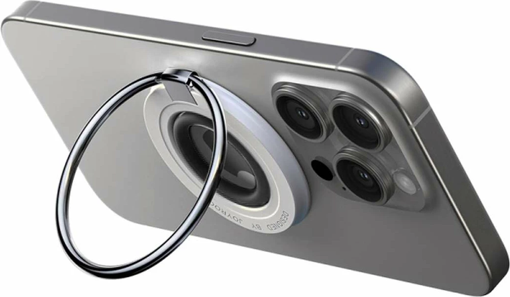 mbajtës magnetik MagSafe për celular Joyroom JR-ZS383, unazë gishtit, kompatibilitet iPhone 12–15 dhe telefona 4.7–7", shndërrohet në qëndrim, i zi