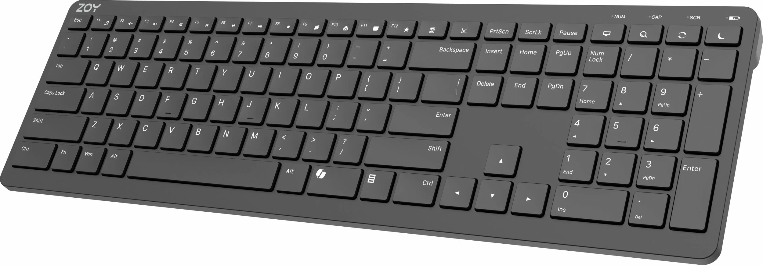 Tastierë wireless ZOY ZKB880 2.4GHz, US layout, 111 tasta, Scissor, e zezë