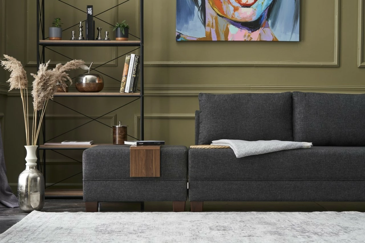 Kënd-sofë krevate Fly, ngjyrë antracit, Atelier del Sofa