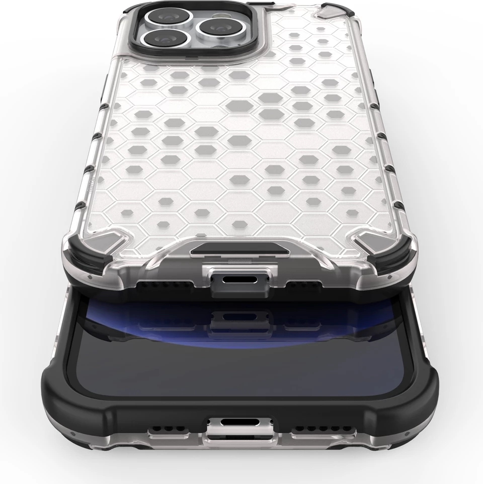 Mbështjellës Hurtel Honeycomb për iPhone 13 Pro, transparent