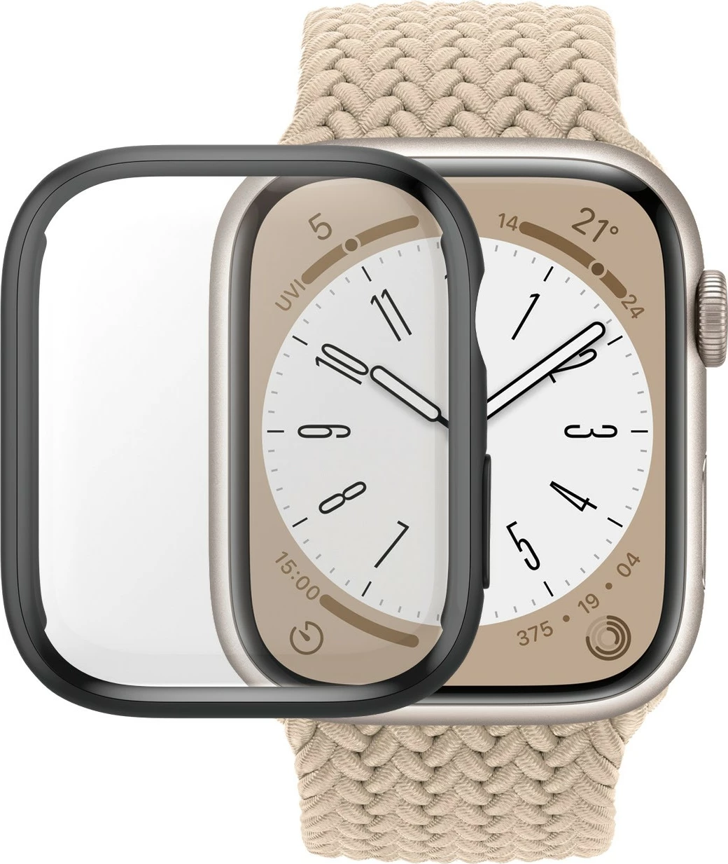 Mbrojtës PanzerGlass për Apple Watch 9/8/7 45mm, i zi