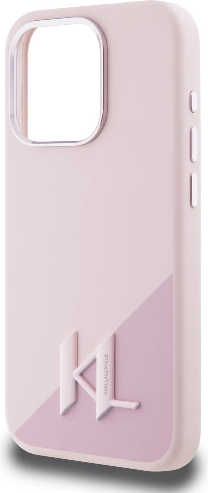 Mbështjellës Karl Lagerfeld Silicone Shadow Metal Initial MagSafe për iPhone 15 Pro Max, Rozë