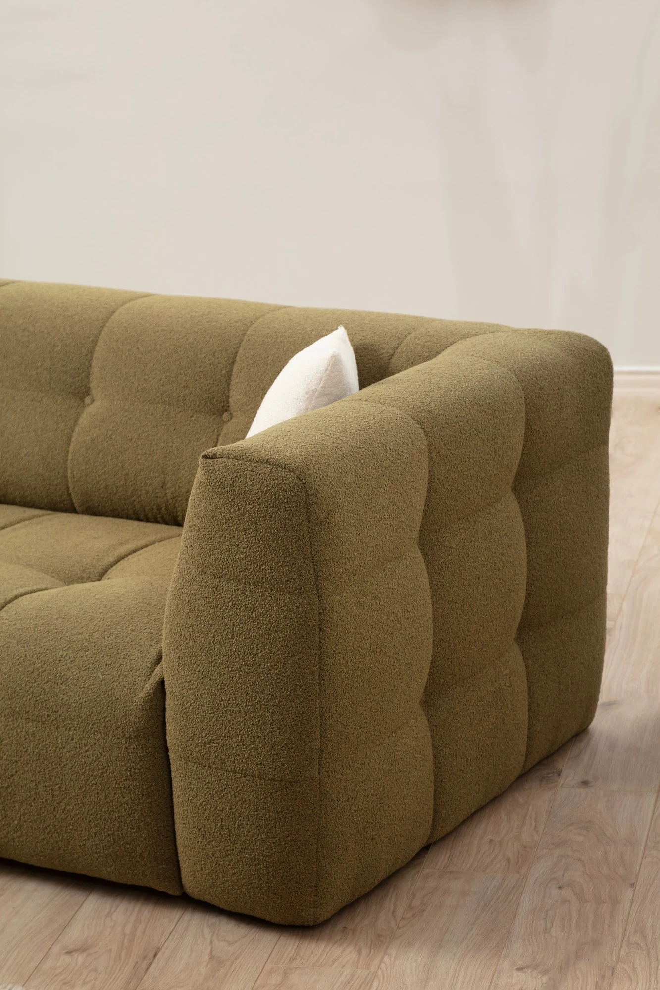 Këndsofa Cady, 3 vende, kënd majtas, ngjyrë kaki