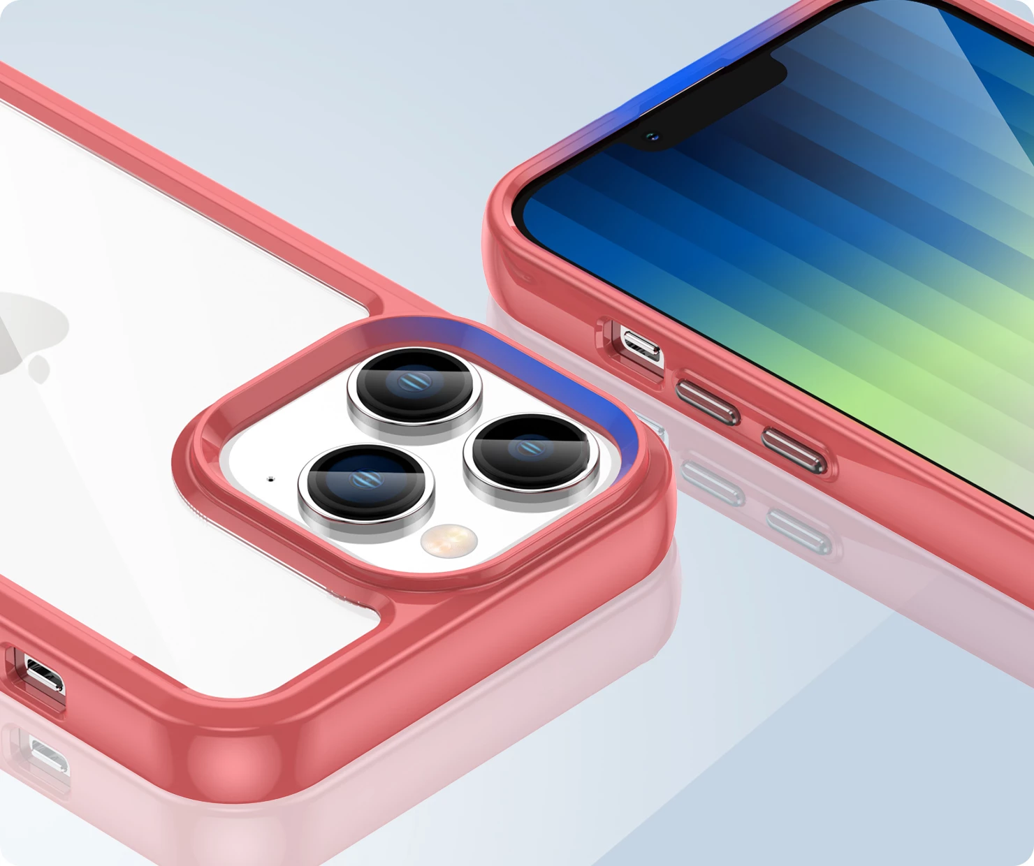 Mbështjellës Hurtel Outer Space Case për iPhone 14 Pro, hard cover me kornizë xheli, Kuqe