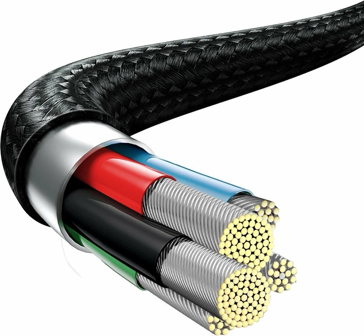 Kabllo 3-në-1 Baseus Rapid Series CAMLT-SC01, 1.5m, e zezë