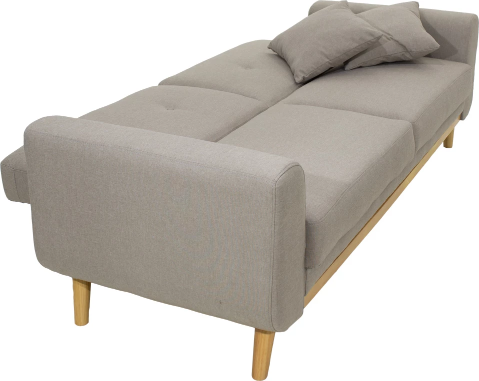 Divan 2 ulëse shtrat Carmelo, stof, bezhë-gri, 214x80x86 cm