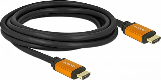 Kabllo HDMI DeLOCK High Speed 48 Gbps, 3 m, 8K 60Hz, HDR/eARC, e zezë/verdhe