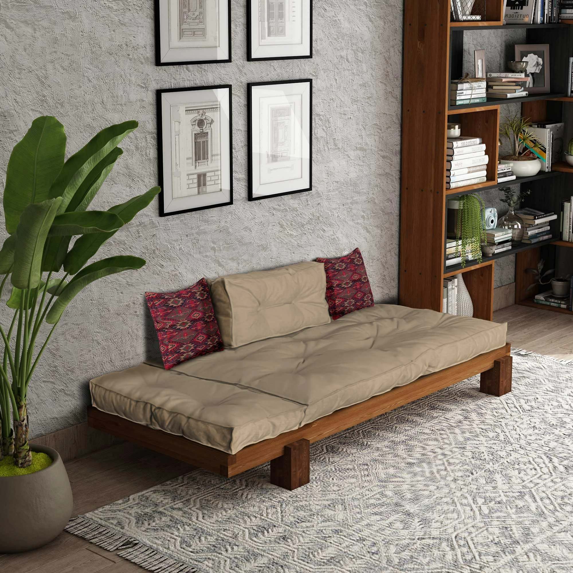 Lounger Atelier del Sofa, ngjyrë teak dhe camel, CPT8311-200