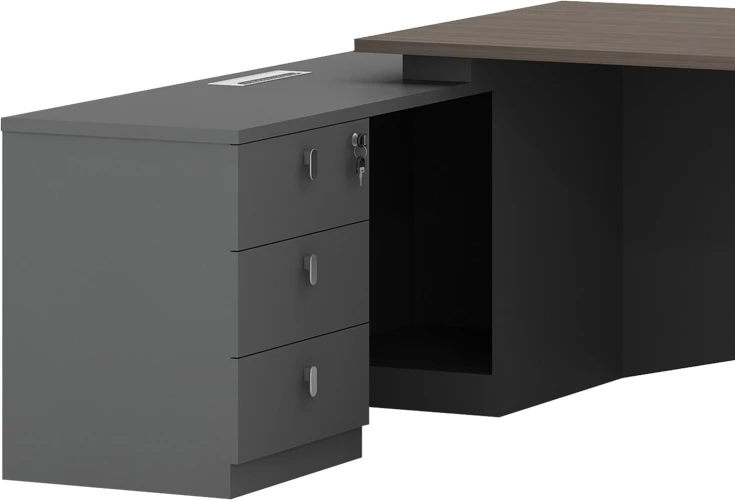 Tavolinë pune profesionale këndore majtas Denith ngjyrë qymyr-ar 220x180x75cm