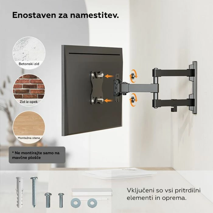 Mbajtëse muri për TV/monitor VonHaus 3000245 23-27\" tilt & swivel deri 35 kg, e zezë