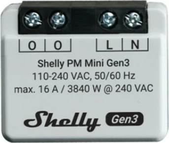 Smart switch Shelly PM Mini Gen3, 1P, Wireless, 20 dBmW, Gri
