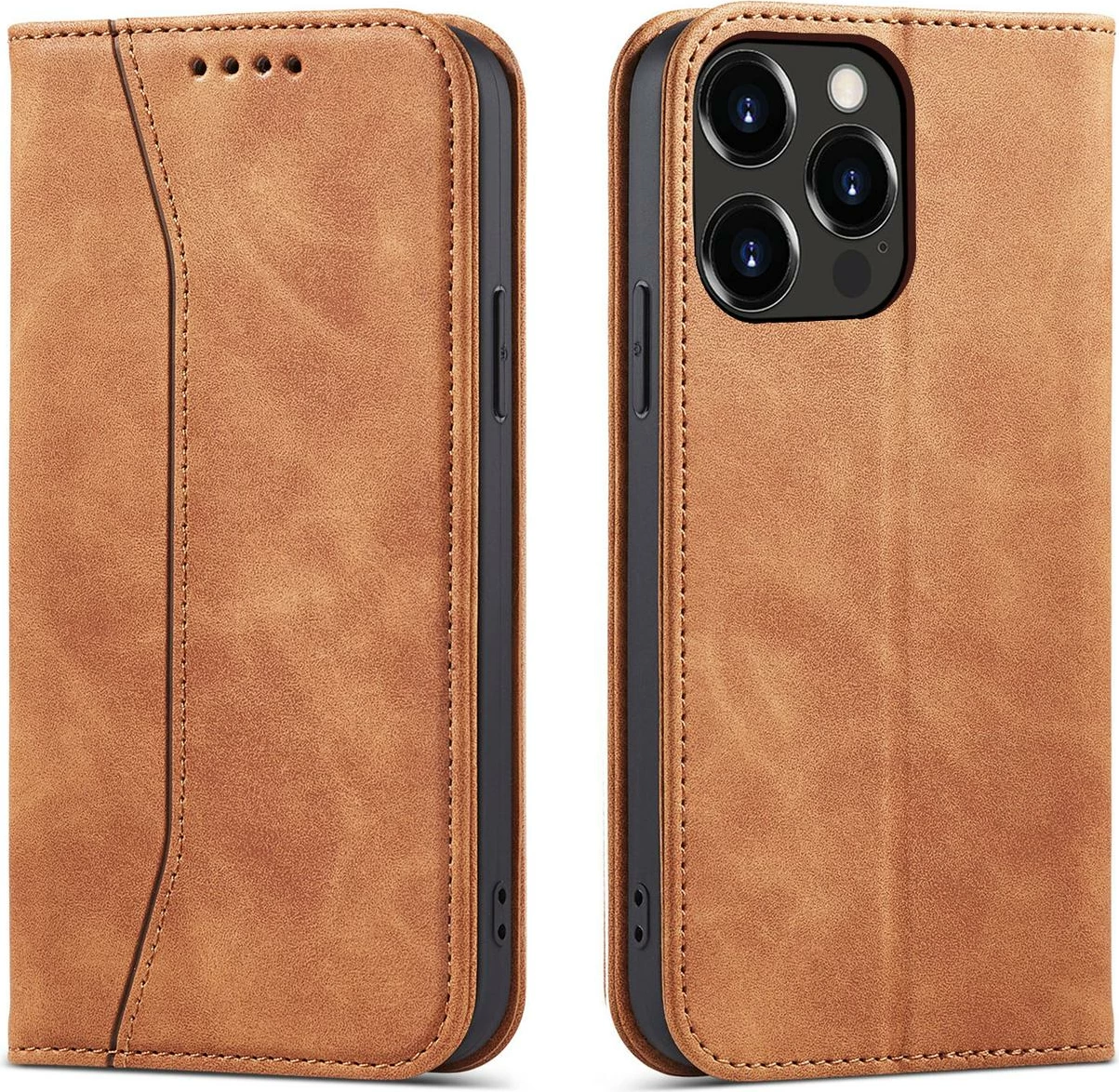 Mbështjellës Hurtel Magnet Fancy Case për iPhone 13 Pro Max, me portofol, kafe