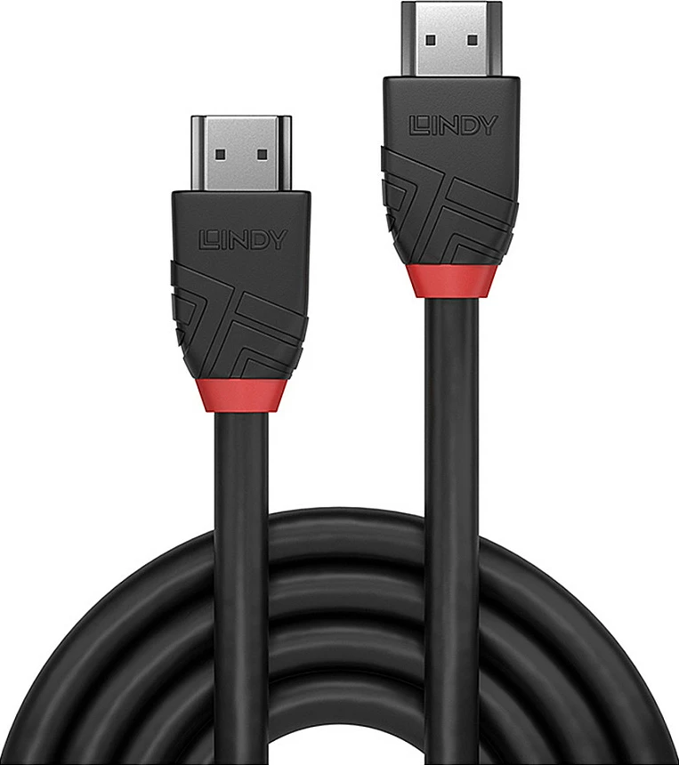 Kabllo HDMI Lindy Black Line, High Speed HDMI 2.0, 1m, 4K 60Hz, e zezë
