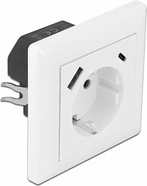 Prizë muri DeLOCK CEE 7/3 me USB-A + USB-C, 3.4A, 4000W, e bardhë