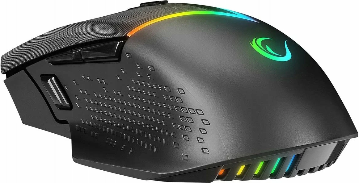 Maus gaming wireless Rampage Drop M3 V2 24000 DPI, Bluetooth/2.4 GHz, RGB, Black, set me kabllo USB-A në USB-C 1.2 m + adapter USB-A në USB-C + sliderë rezervë