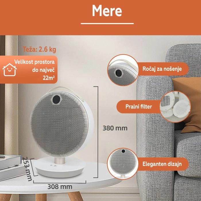 Ngrohës elektrik portativ SHE SHXP2200PTC 2200W PTC qeramik, me termostat, me telekomandë, i bardhë