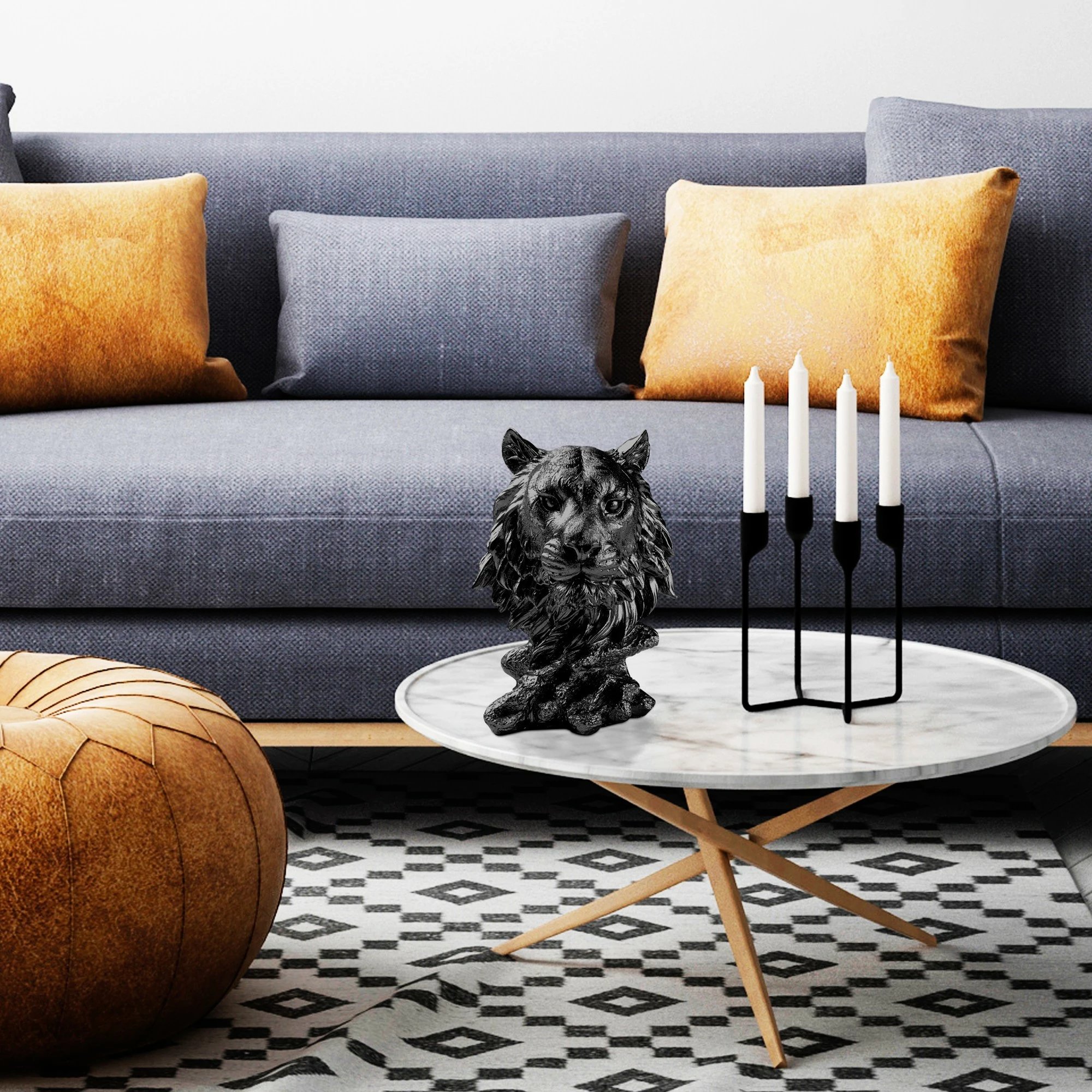 Objekt dekorativ Aberto Design, tigër, i zi, Tiger-4