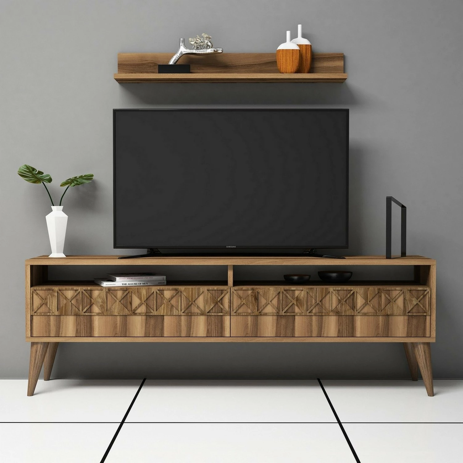Konsol TV Hanah Home, model Line, ngjyrë arre