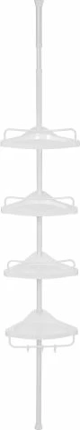 Raft këndi për banjo SONGMICS BCB001A, teleskopik 85-305 cm, 4 rafte, 3 grepa, i bardhë