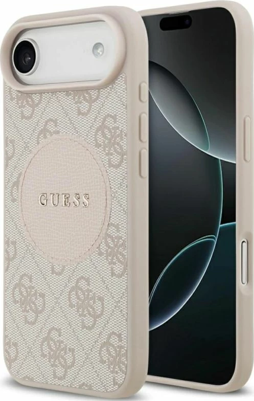 Kapak telefoni Guess 4G Circle Classic Logo MagSafe për iPhone Air, rozë