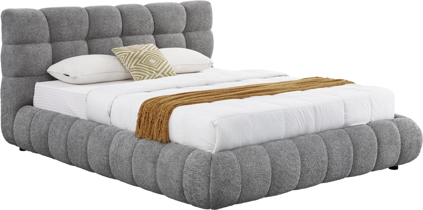 Krevat dopio me hapësirë për depo, stof chenille gri, SOMNIUM CD725.01, dyshek 160x200cm