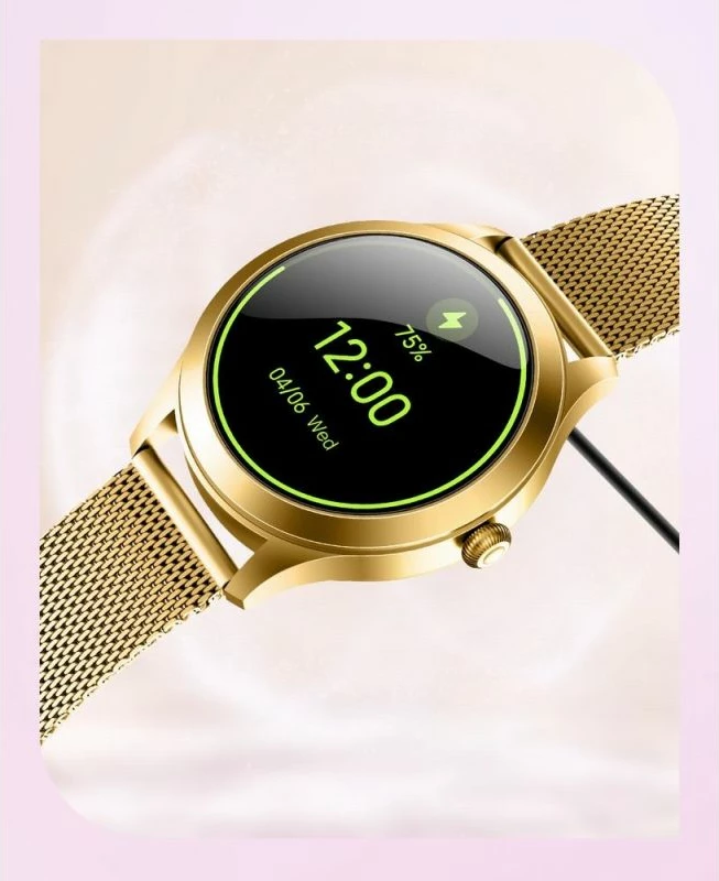 Smartwatch Gravity për femra, e bardhë e arit