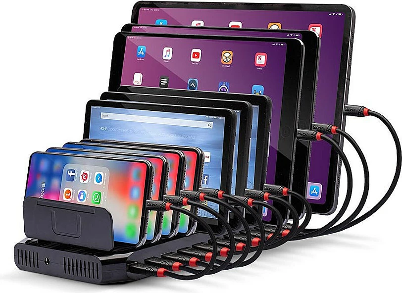 Stacion karikimi USB LINDY 10-Port 96W, USB-A, freestanding, i zi