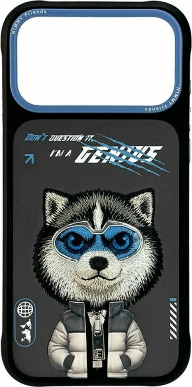 Kapak telefoni Nimmy Cool&Cute 2.0 Wolf për iPhone 17 Pro Max, i zi