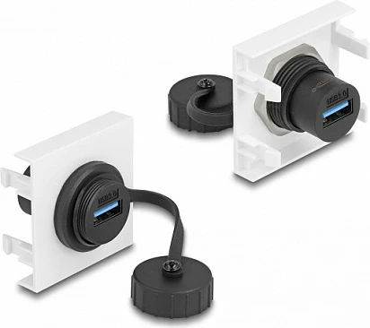 Modul USB DeLOCK Easy 45, USB-A femër në femër, USB 3.2 Gen 1 5Gbps, 45x45mm, bardh/zi