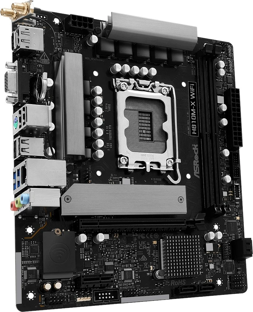 Pllakë amë ASRock H810M-X WIFI, micro ATX, Socket 1851, Wi-Fi, e zezë