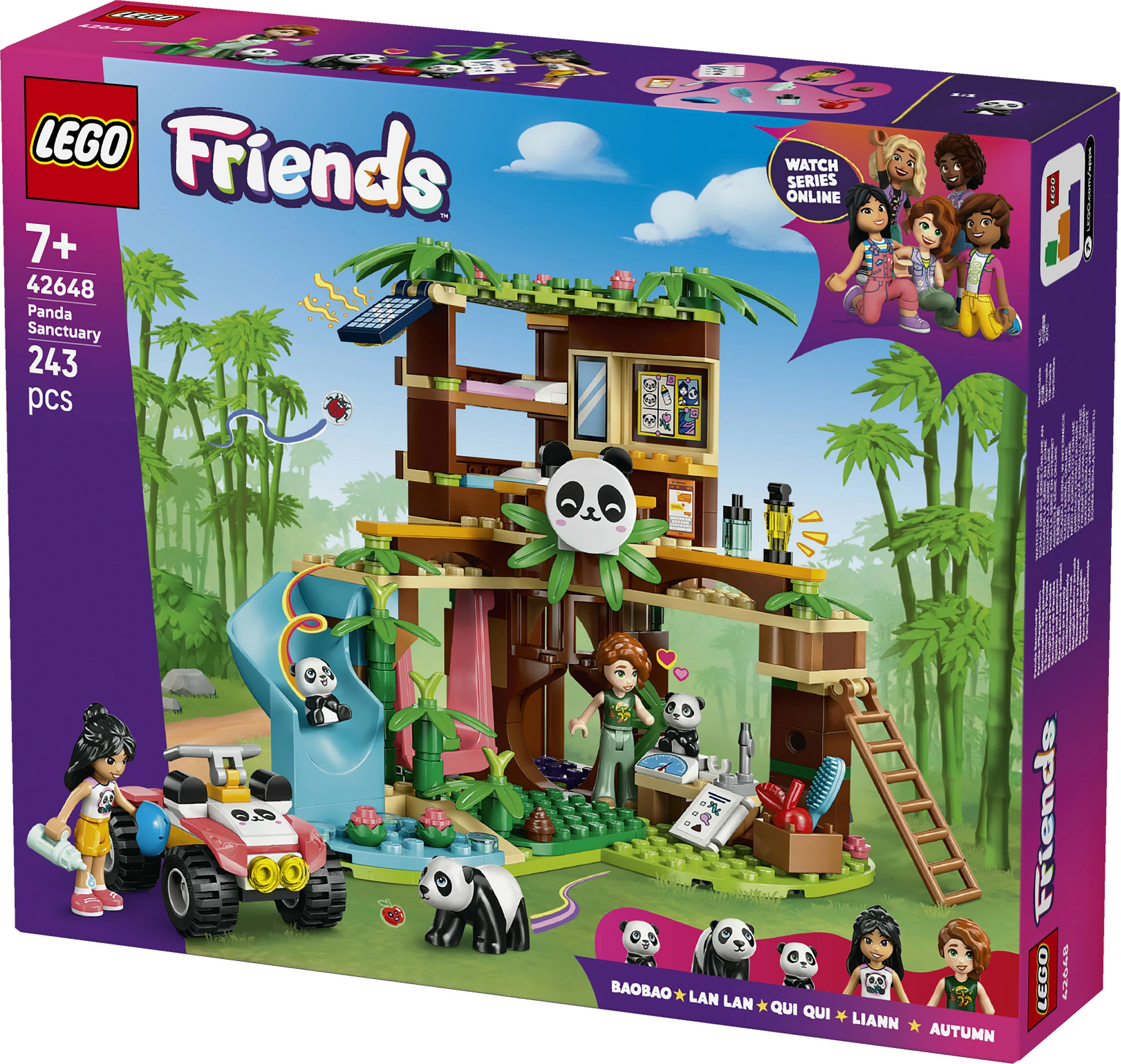 Set lodër LEGO Friends 42648 Strehë e Pandave, 243 copë, 7+