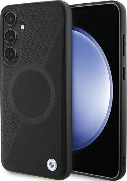 Mbështjellës BMW S24+ S926 Leather Half Textured & Circle MagSafe, i zi