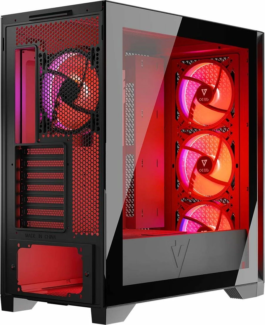 Kasë Modecom Volcano Expanse T Apex ARGB (AT-EXPANSE-TG-10-000000-0002), Midi Tower ATX/µATX/ITX, 4x140mm ARGB fan, USB-C, e zezë