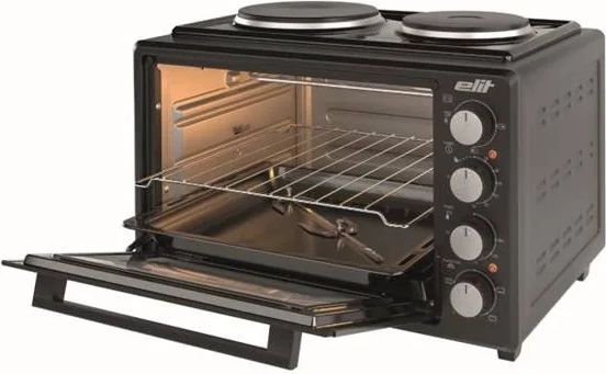 Mini furrë me dy pllaka gatimi, Elit OPTIDUO 35B, 35L, 1400W, shufër rrotulluese, termostat, timer mekanik, e zezë 7