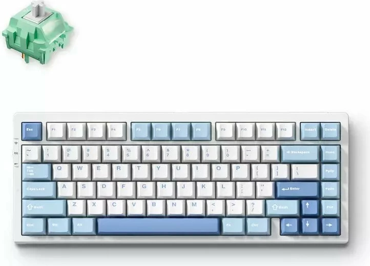 Tastierë mekanike MCHOSE G75-4A 75% RGB, USB-C/2.4GHz/Bluetooth, layout US, switch Cabbage Tofu V2 (green), blu