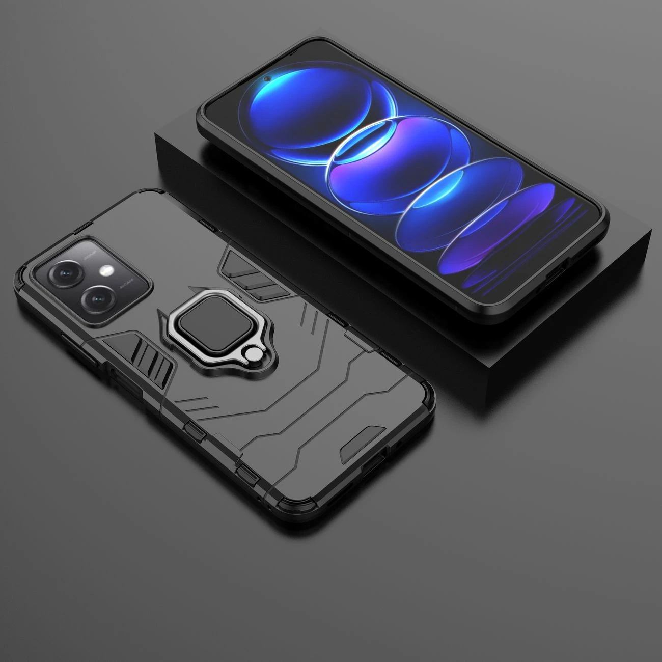 Mbështjellës Hurtel Ring Armor për Xiaomi Redmi Note 12 5G / Poco X5 5G, i zi
