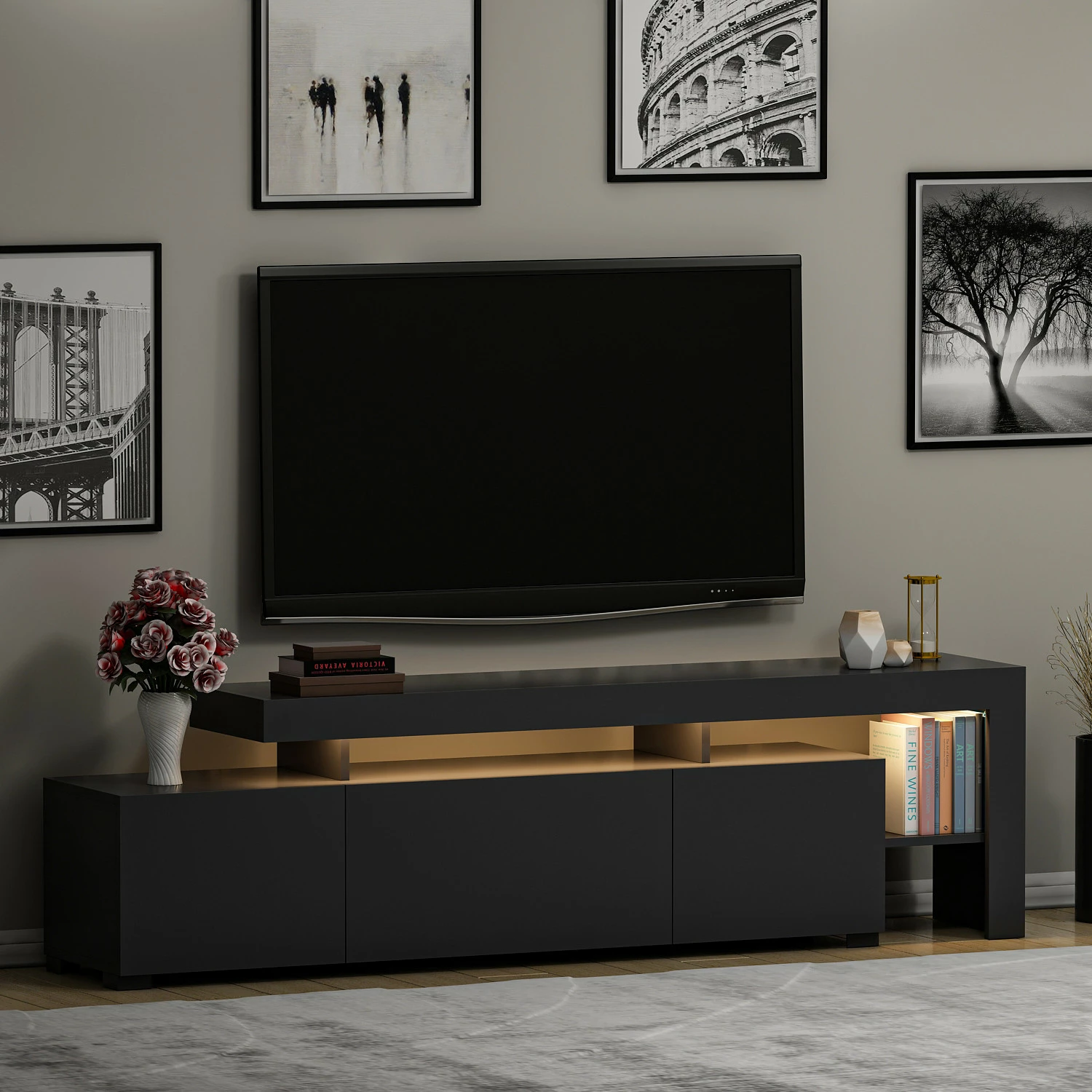 Komodë TV Skye Decor, ngjyrë antracit, Beliz
